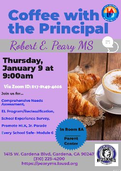 Join us for our first Coffee with the Principal of the year!